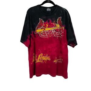 Vintage MLB St.‎ Louis Cardinals Black Red TieDye Tshirt Crew Neck Adult 2XL